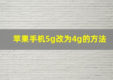 苹果手机5g改为4g的方法