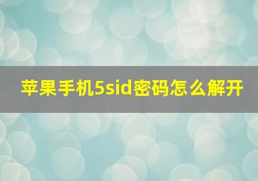 苹果手机5sid密码怎么解开