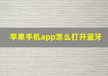 苹果手机app怎么打开蓝牙