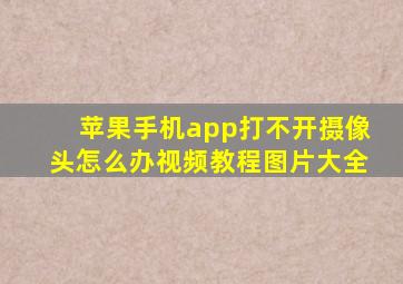 苹果手机app打不开摄像头怎么办视频教程图片大全