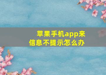 苹果手机app来信息不提示怎么办