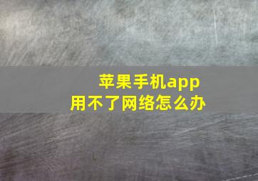 苹果手机app用不了网络怎么办