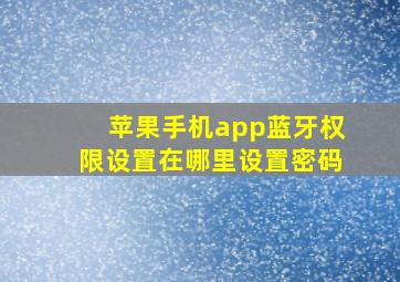 苹果手机app蓝牙权限设置在哪里设置密码