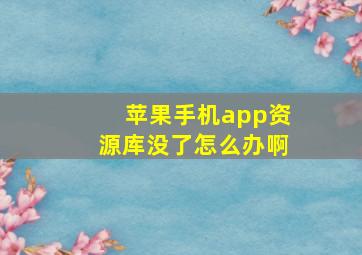 苹果手机app资源库没了怎么办啊