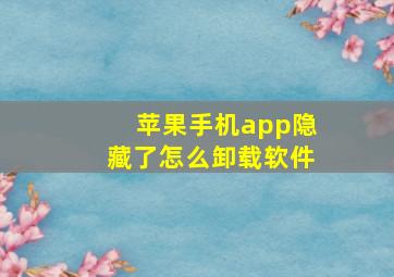 苹果手机app隐藏了怎么卸载软件