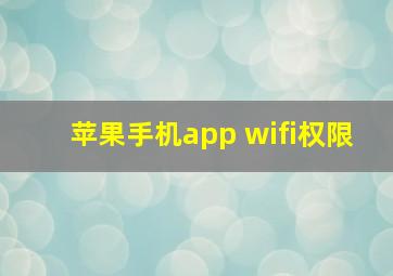 苹果手机app wifi权限