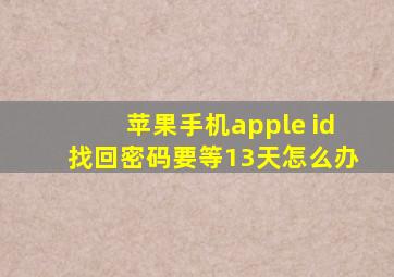 苹果手机apple id找回密码要等13天怎么办