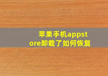 苹果手机appstore卸载了如何恢复