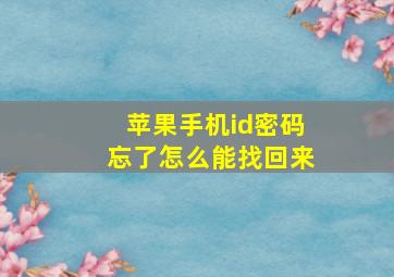 苹果手机id密码忘了怎么能找回来