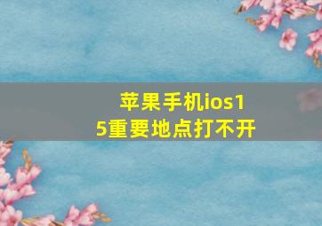 苹果手机ios15重要地点打不开