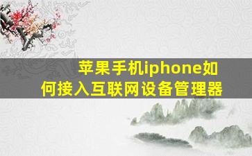 苹果手机iphone如何接入互联网设备管理器