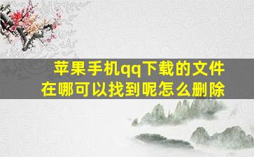 苹果手机qq下载的文件在哪可以找到呢怎么删除