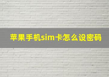 苹果手机sim卡怎么设密码