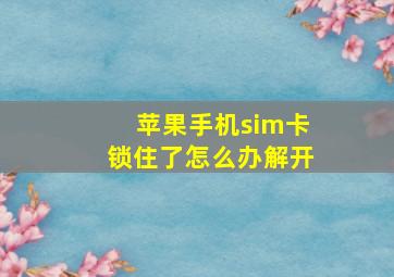 苹果手机sim卡锁住了怎么办解开