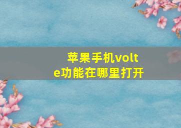 苹果手机volte功能在哪里打开