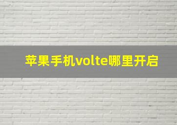 苹果手机volte哪里开启