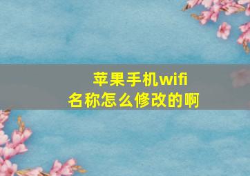 苹果手机wifi名称怎么修改的啊