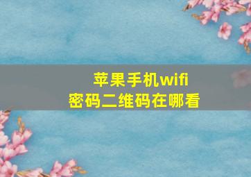 苹果手机wifi密码二维码在哪看