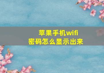 苹果手机wifi密码怎么显示出来