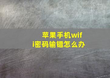 苹果手机wifi密码输错怎么办