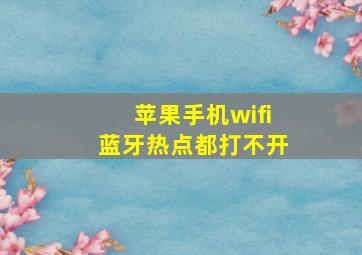 苹果手机wifi蓝牙热点都打不开