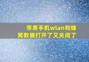 苹果手机wlan和蜂窝数据打开了又关闭了