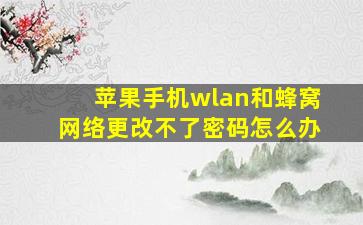 苹果手机wlan和蜂窝网络更改不了密码怎么办