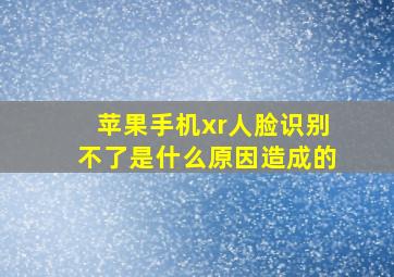 苹果手机xr人脸识别不了是什么原因造成的