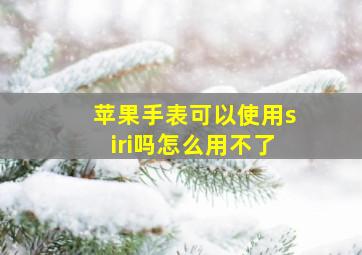 苹果手表可以使用siri吗怎么用不了