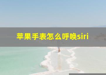 苹果手表怎么呼唤siri