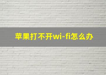 苹果打不开wi-fi怎么办