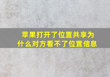 苹果打开了位置共享为什么对方看不了位置信息