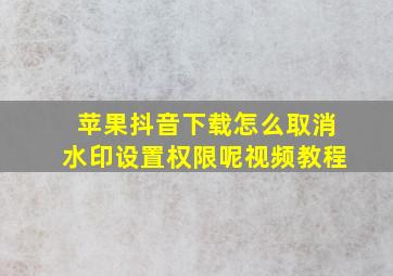 苹果抖音下载怎么取消水印设置权限呢视频教程