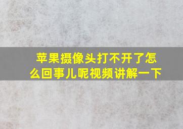 苹果摄像头打不开了怎么回事儿呢视频讲解一下