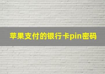 苹果支付的银行卡pin密码