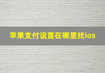 苹果支付设置在哪里找ios