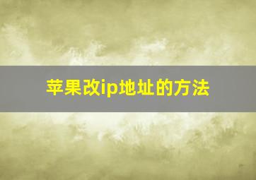 苹果改ip地址的方法