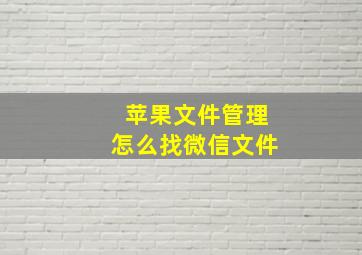 苹果文件管理怎么找微信文件