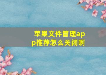 苹果文件管理app推荐怎么关闭啊