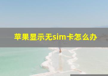 苹果显示无sim卡怎么办