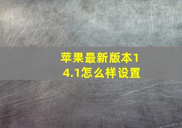 苹果最新版本14.1怎么样设置