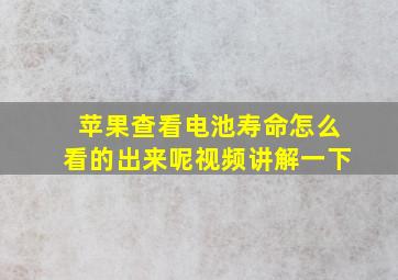 苹果查看电池寿命怎么看的出来呢视频讲解一下