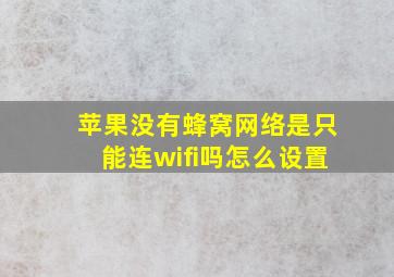 苹果没有蜂窝网络是只能连wifi吗怎么设置