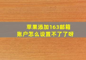 苹果添加163邮箱账户怎么设置不了了呀