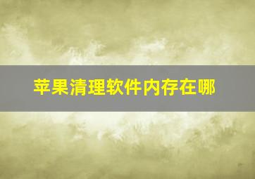 苹果清理软件内存在哪