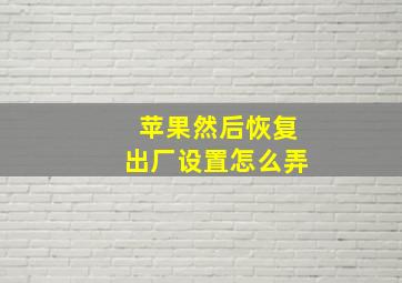 苹果然后恢复出厂设置怎么弄