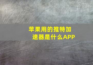 苹果用的推特加速器是什么APP