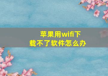 苹果用wifi下载不了软件怎么办