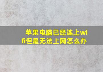 苹果电脑已经连上wifi但是无法上网怎么办