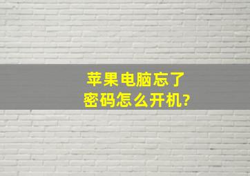 苹果电脑忘了密码怎么开机?